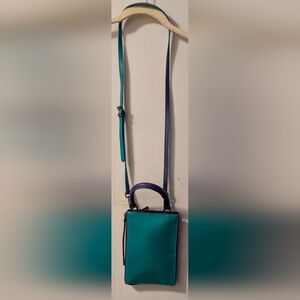 Nicholette Crossbody Bag in Teal and Purple - Stylish Colorblock Shoulder Bag w